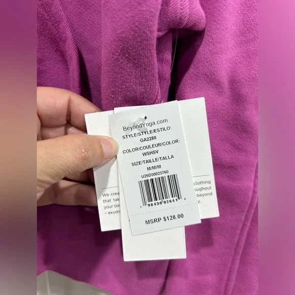 Beyond Yoga Women's Medium Cali Zip Up Hoodie Hooded Sweatshirt Purple Pink NWT - Picture 5 of 8